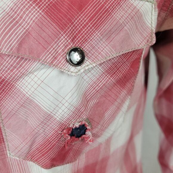 Jachs Red Plaid Long Sleeve Western Style Cotton Pearl Snap Shirt‎ Size L - Picture 10 of 12